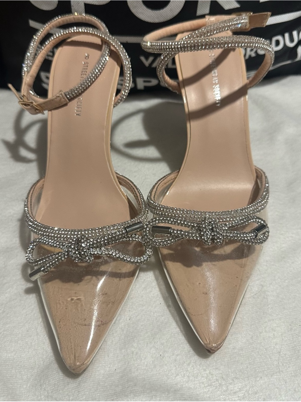 Streetwear Society Rhinestone Bow Heels Size 8